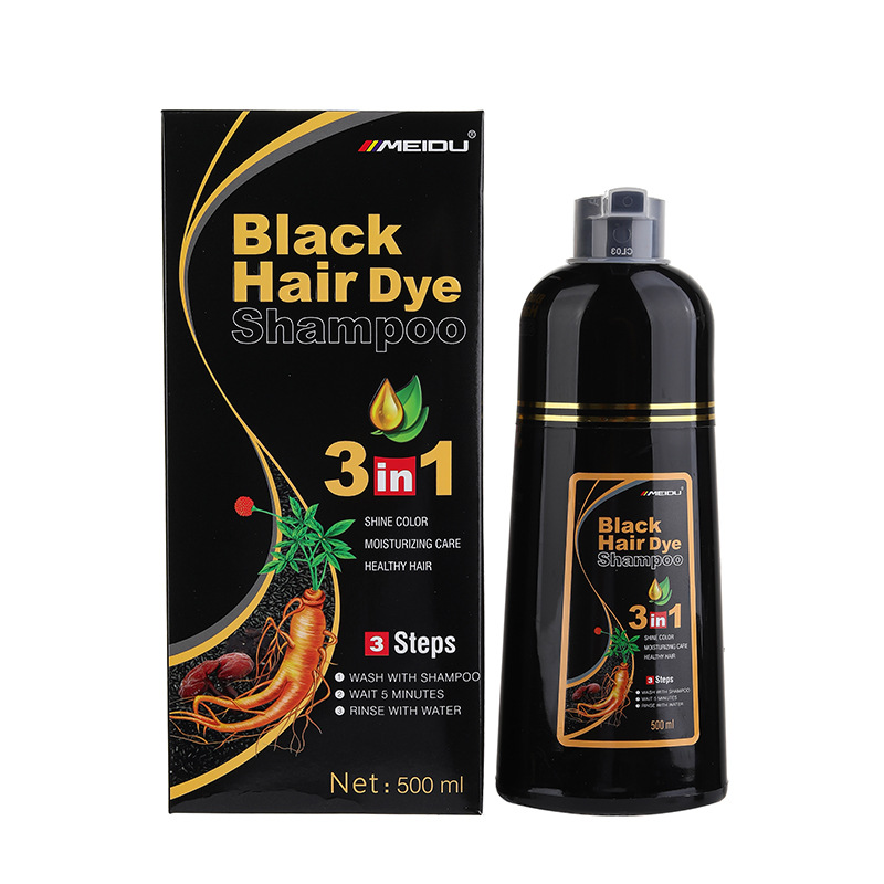 Mido al por mayor transfronterizo, un champú de tinte para el cabello negro, un lavado, blanco a negro, planta fina, crema para el cabello de burbujas