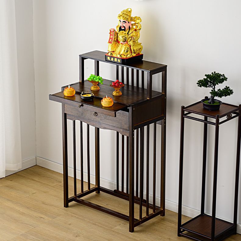Simple Two-Tier Household Shrine Table, Economical Incense Altar, Wall-Mounted Small Offering Table for God of Wealth
