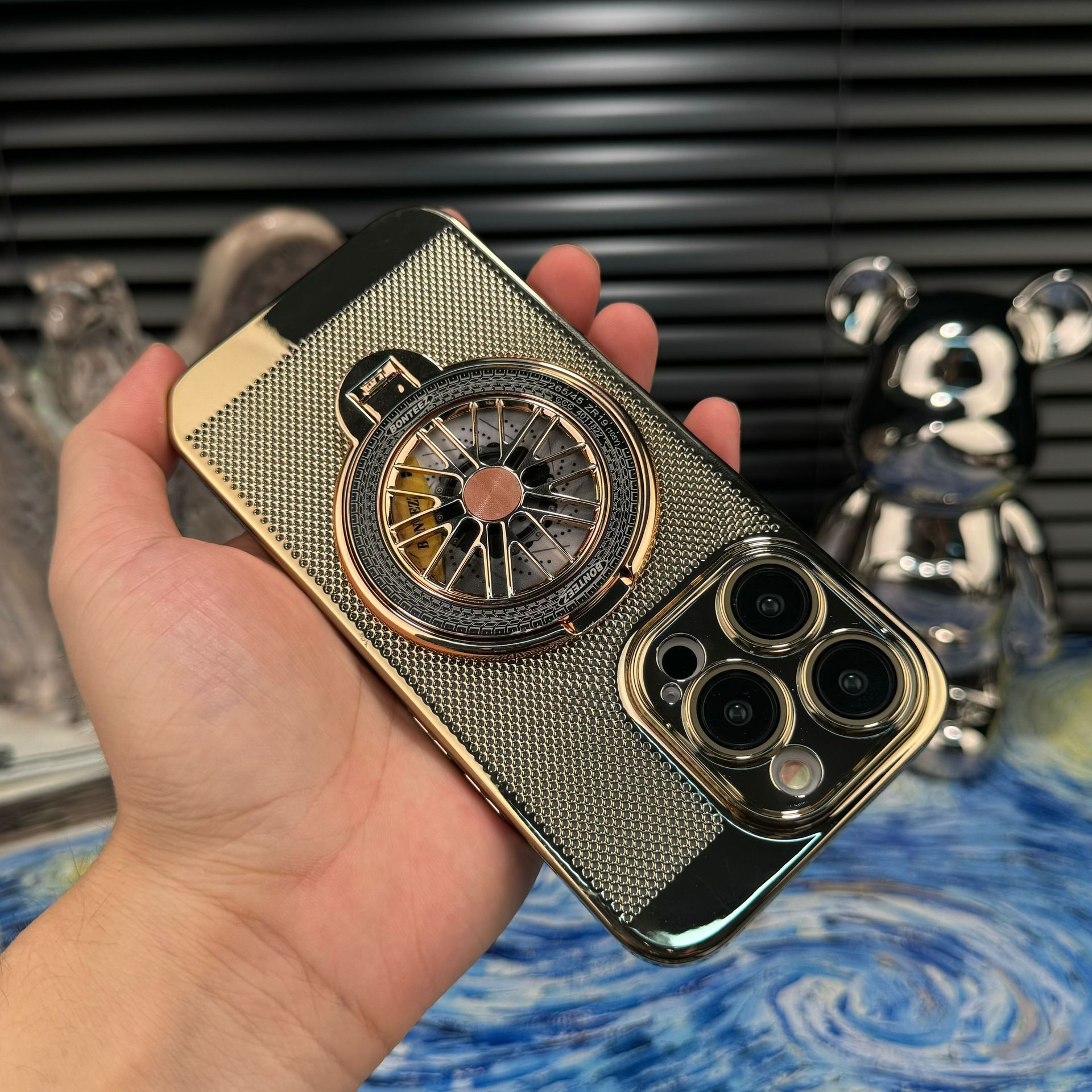 Aplicable para iPhone17AIR caso de teléfono móvil giroscopio soporte galvanizado ventilador disipación de calor malla manzana 16 caso duro a prueba de caídas