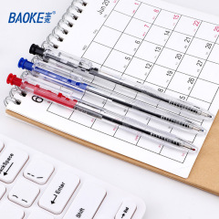 寶克B14按壓透明筆桿圓珠筆辦公書寫用品學生寫字原子筆廠家批發