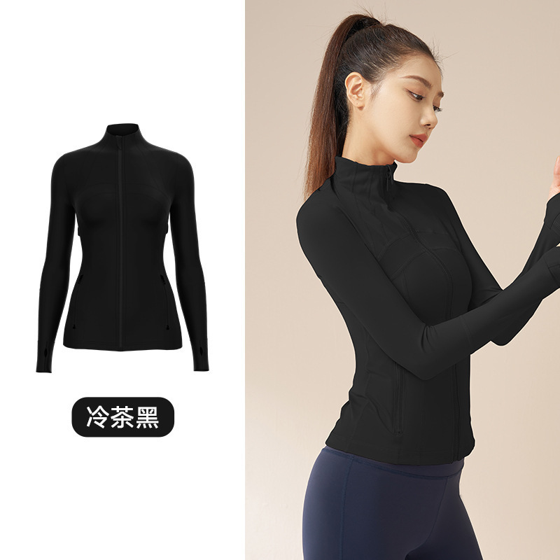 やせているIuIu春秋deflneと同じタイプのフィットネス通気性弾力ポケットランニング運動ヨガ服コート|undefined
