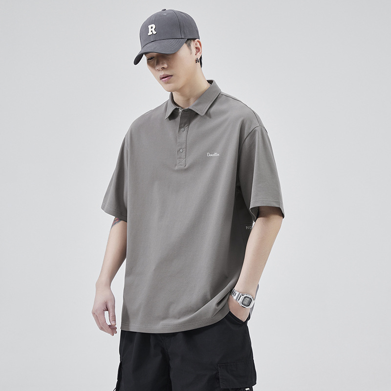 Short sleeved POLO shirt, men's summer new product, men's minimalist Japanese loose fitting casual polo shirt_voghion.com