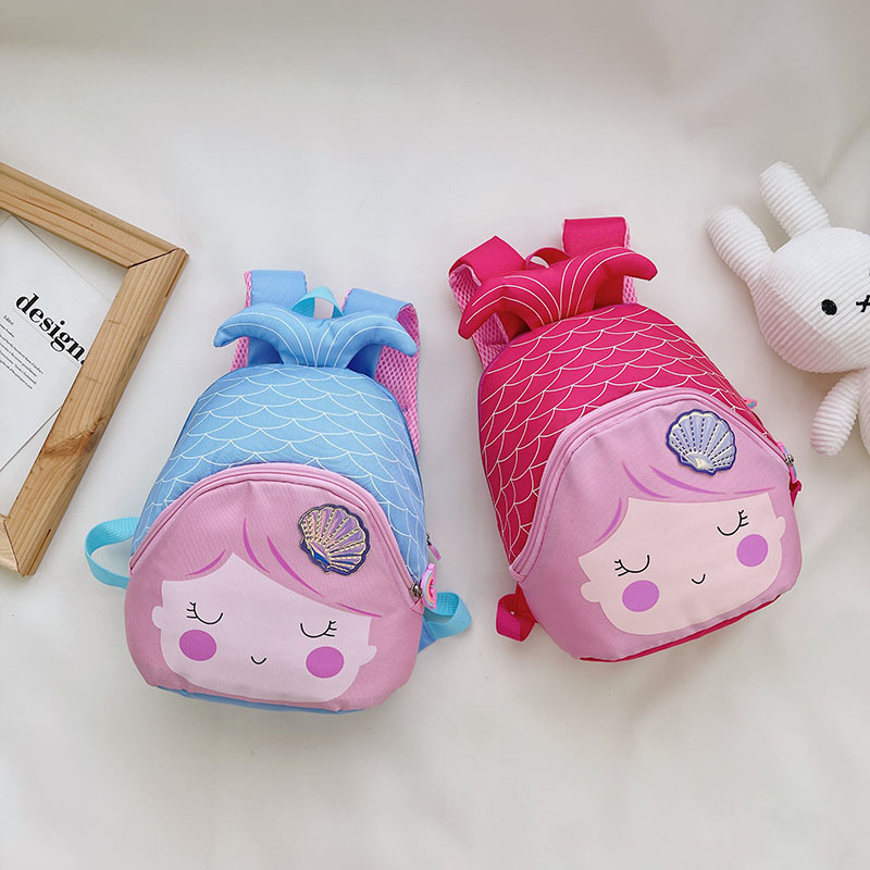 Nueva moda caricatura sirena mochila para niños mochila para niños y niñas mochila para jardín de infantes mochila de educación temprana ligera