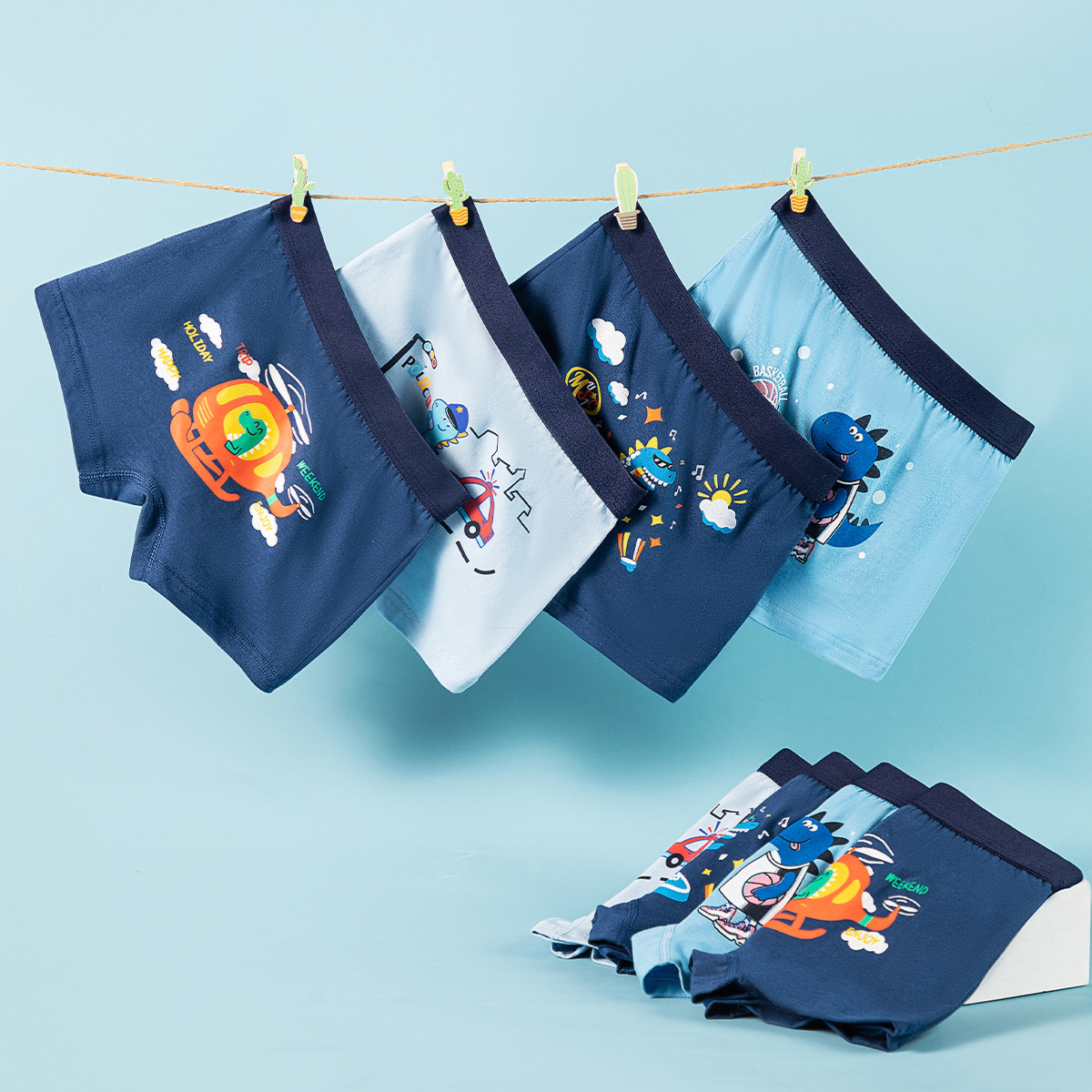 Children's underwear wholesale summer boy baby class a pure cotton boxer shorts without clip pp youth less pure cotton four corners