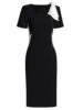 Black and white color block square collar exposed collarbone acetic acid wrapped hip skirt 2024 summer