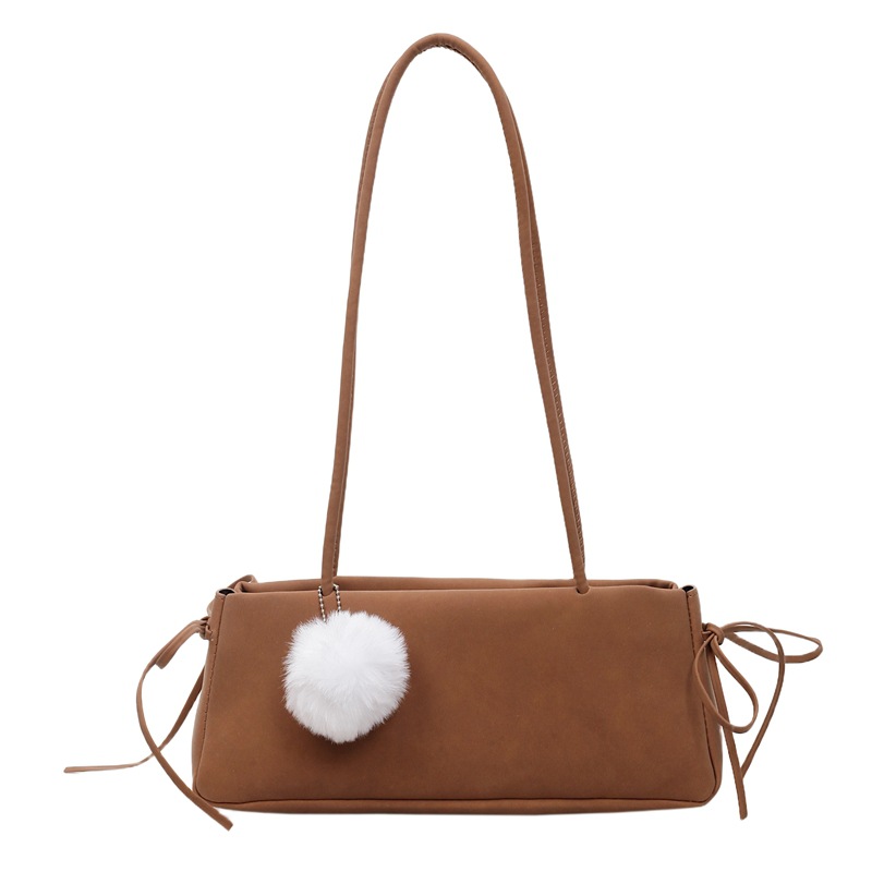 2025 New Retro Shoulder Underarm Bag Suede Matte Texture Women's Handbag Bow Knot Baguette Bag - Thumbnail 5