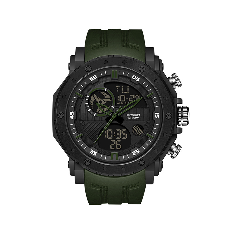 Sanda Moda marca deportes reloj de los hombres multi-funcional fresco doble pantalla al aire libre impermeable luminoso reloj electrónico