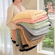 A类牛奶绒盖毯加厚400克高克重云貂绒毛毯 宽包边法莱绒毯子批发~