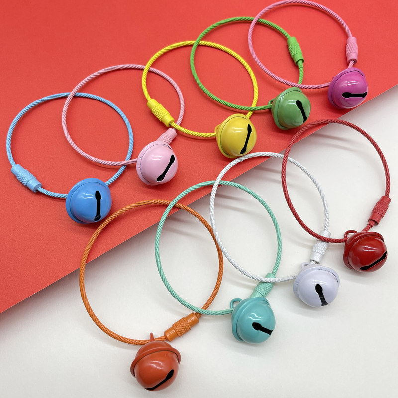 Candy color Bell keychain color paint wire ring student schoolbag pendant gift doll ornaments handmade