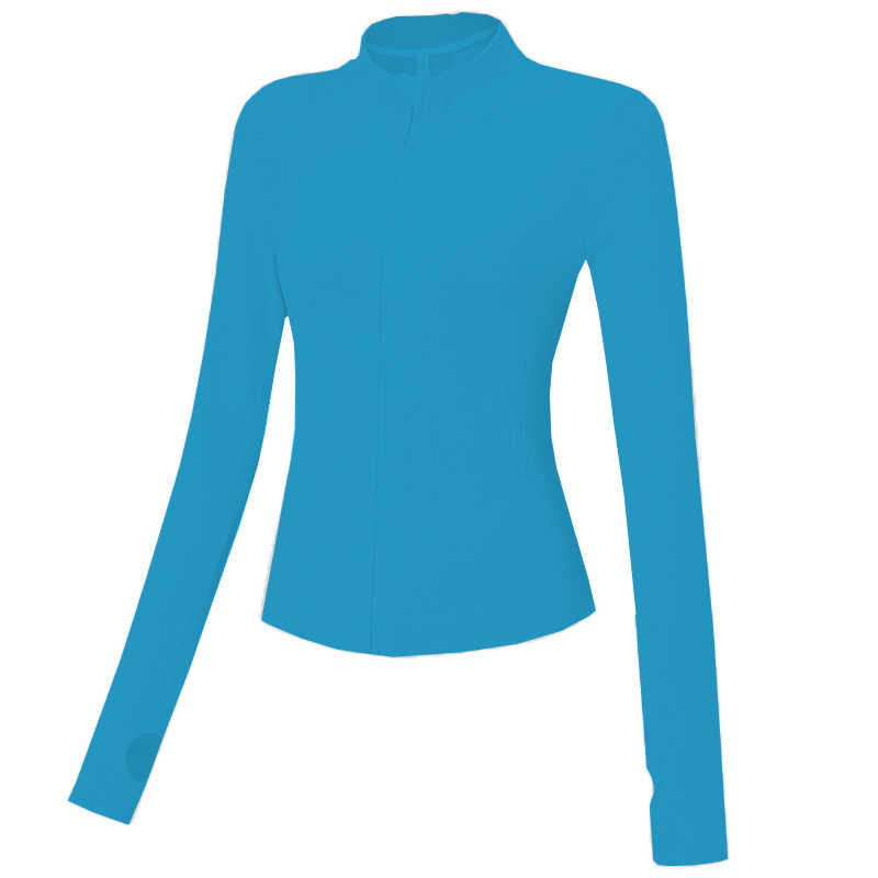 Ropa deportiva con cremallera desnuda de primavera y otoño transfronteriza, camisa ajustada al aire libre informal, deportes para correr, chaqueta delgada de manga larga
