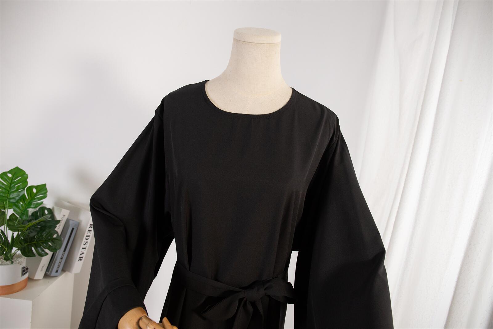 Cross-border Women's Dress, Solid Color Islamic Clothing, Dubai Saudi Turkey Robe, Middle Eastern Foreign Trade Style_ecoleips.com