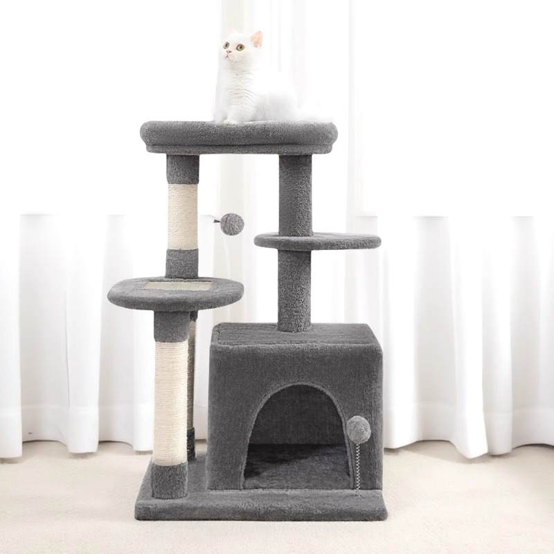 Nido de madera felino felino escalada marco de seda resistente al rasguño no se desprende de los desechos gatos salto de salto en una pequeña villa de gato