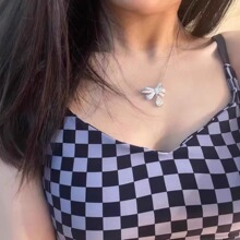 超仙满钻蝴蝶结项链女百搭小众设计轻奢感春夏饰品 水滴项饰