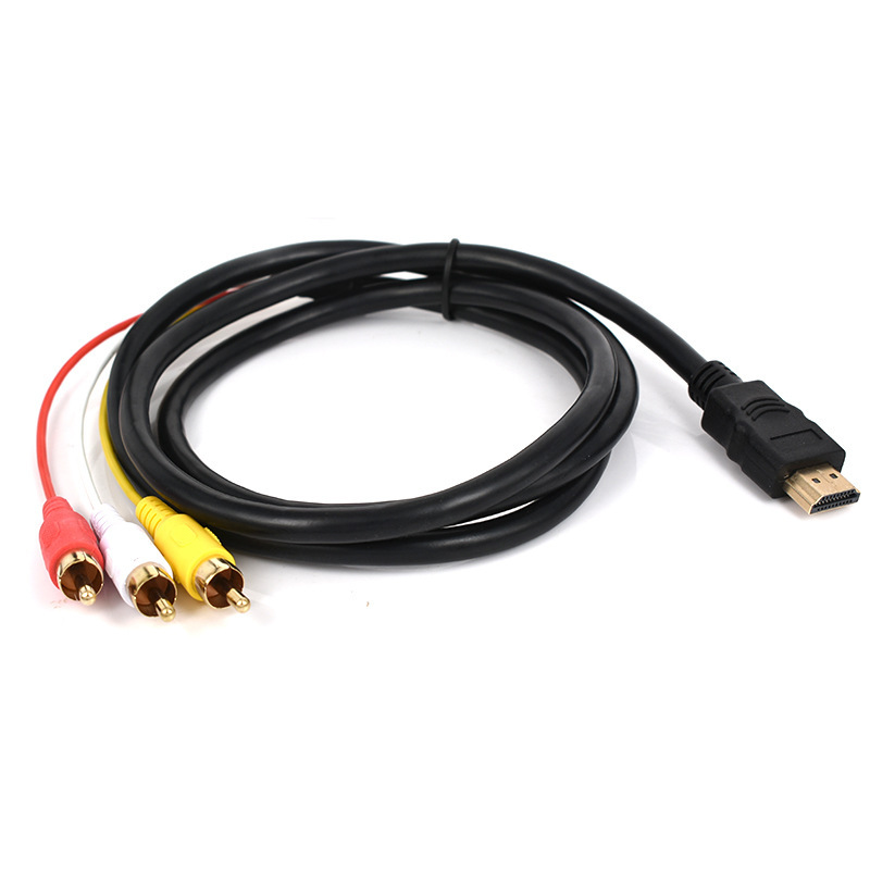 HDMI转AV色差线 HDMI转3RCA红黄白  音频视频线 HDMI TO 3RCA