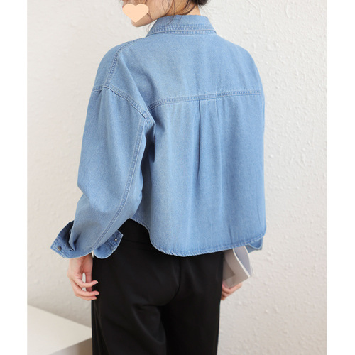 Women's New Denim Jacket, Short denim shirt-style jacket, small size thin top