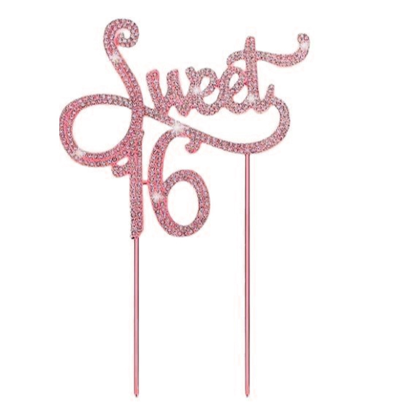 Cruz-frontera caliente al por mayor nueva Carta Grande rhinestone decoración de la torta dulce 16 DE cumpleaños decoración de la tarjeta de la torta