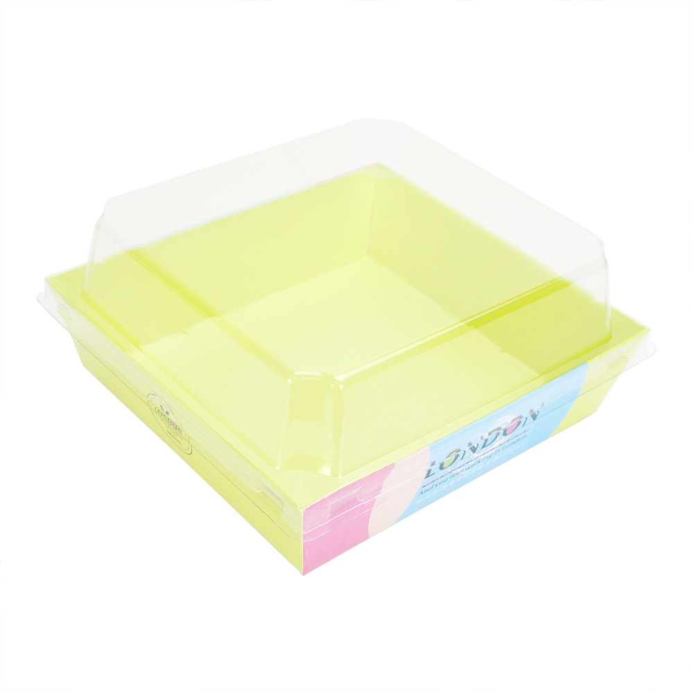 Caja de embalaje de rollos de pastel, caja de embalaje rectangular de sándwich, cajas de papel y plástico cuadradas de tiramisu.