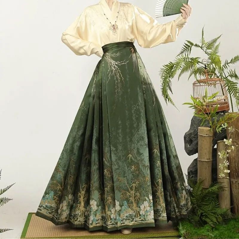 2026 Spring Ming-Style Improved Hanfu Women's High-End Top with a National Style Mamian Skirt Set, Featuring Han Elements, Suitable for Everyday Wear 2026 Spring Ming-Style Improved Hanfu Women's High-End Top with a National Style Mamian Skirt Set, Featuring Han Elements, Suitable for Everyday Wear