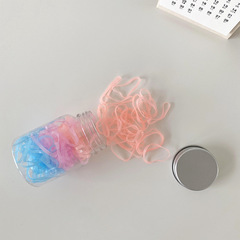 Small-bottle-packaged rubber bands Korean colorful disposable children's hair ties that do not hurt hair, high elasticity hair accessories