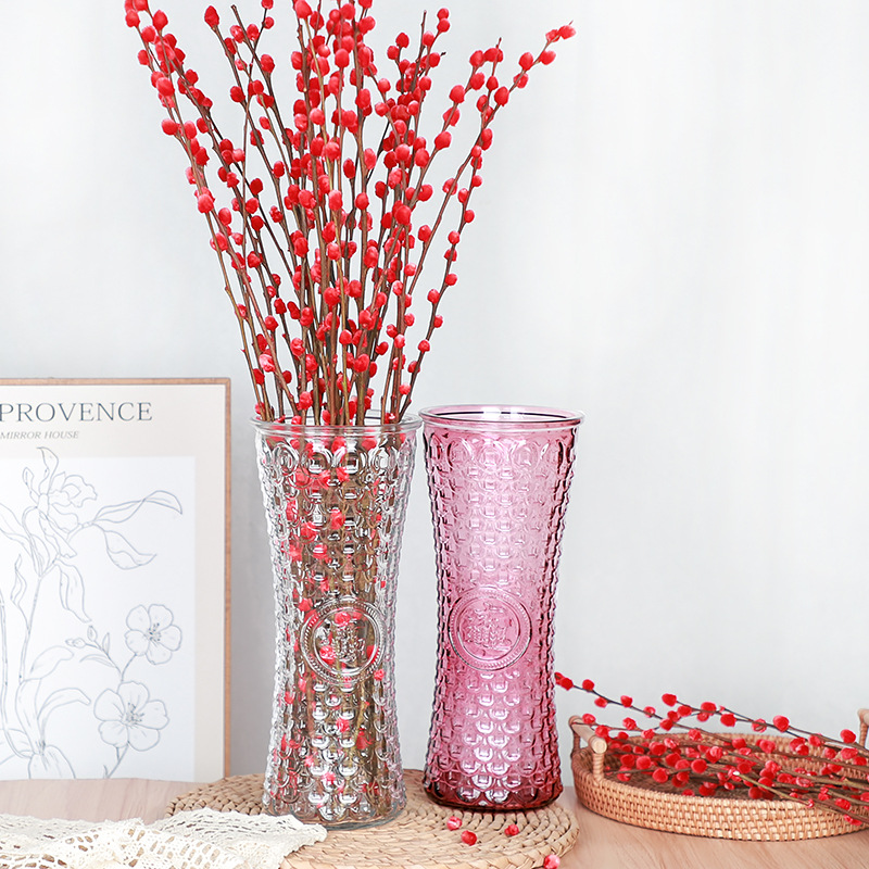 Moderno minimalista extra grande florero rojo ins estilo flor seca engrosada florero de vidrio decoración de la sala de estar