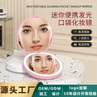 跨境实用礼品便携led化妆镜带灯 折叠led化妆镜发光镜子批发