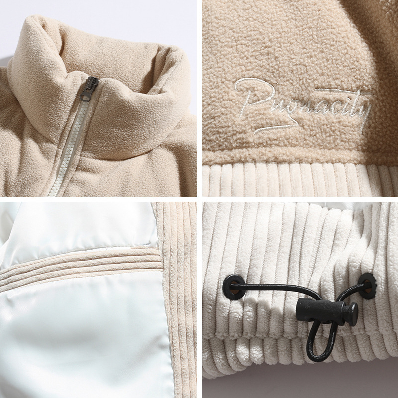 Contraste de color material diferente costura diseño pan abrigo invierno engrosada abrigo de algodón acolchado marca de moda PANA abrigo de algodón acolchado Q