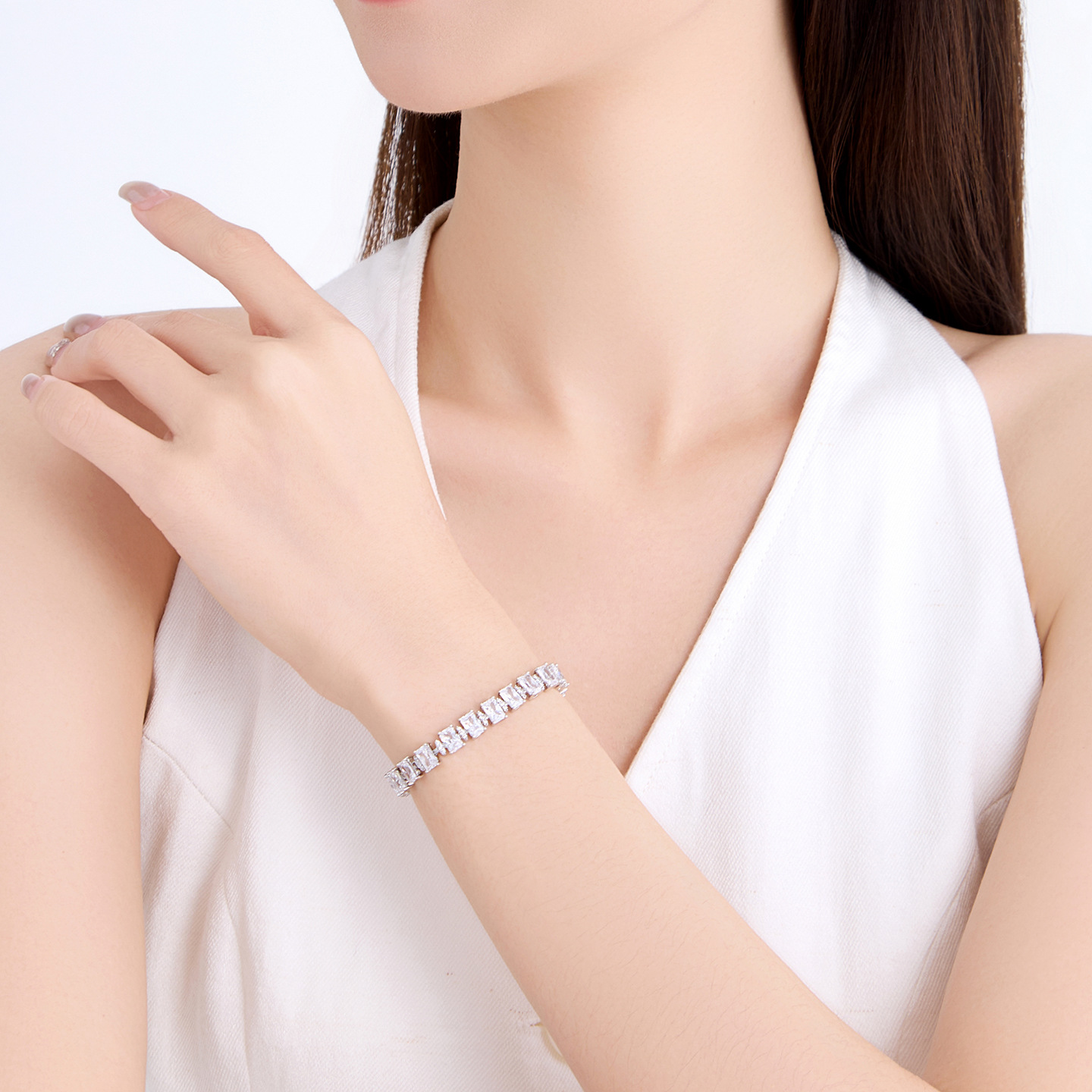 Pulsera de Diamantes para Mujer de Aleación de Cobre, Galvanizada, Diseño Geométrico, para Regalo