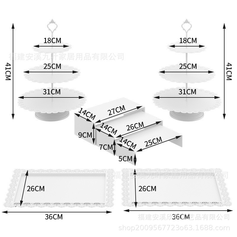 Amazon Hot Sale Cake Stand Cake Showcase, Set de decoración de mesa de postres para pastel de cumpleaños de boda