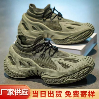 鞋子男四季可穿飞织薄款舒适透气休百搭拼色厚底无系带运动风男鞋