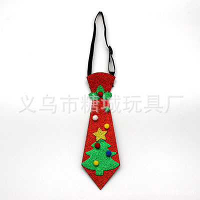 Navidad corbata adornos fieltro booglit tela brillante decoración muñeco de nieve rojo alce árbol de Navidad corbata