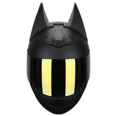 Motosiklet kaskı (dəbilqə) – Helmet, Motorcycle Full-Face Helmet - matt-black-max-gold-plated-lenses-s