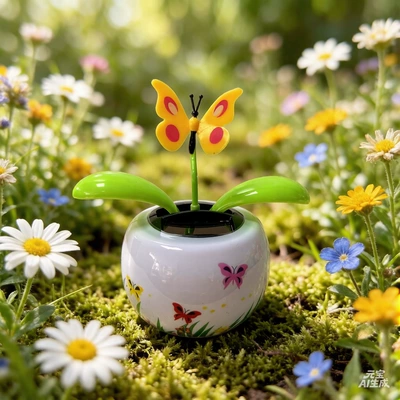 Sales Solar Apple Flower Solar – Car ornaments - yellow-butterfly