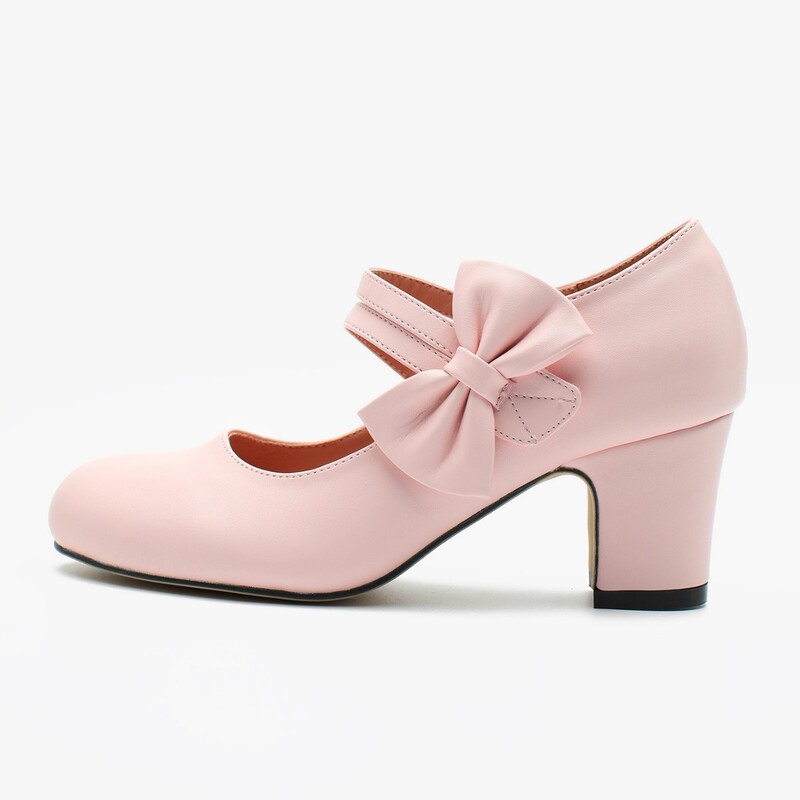 Autumn and Winter Cross-Border Foreign Trade Large Size Women's Shoes Casual Fashion Butterfly Flower High Heels Mary Jane Thick Heel Single Shoes Ceremonial High Heels