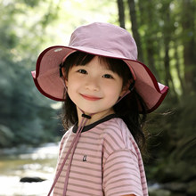 儿童遮阳帽子夏季薄款防晒大帽檐渔夫帽男女宝宝露营速干春天盆帽