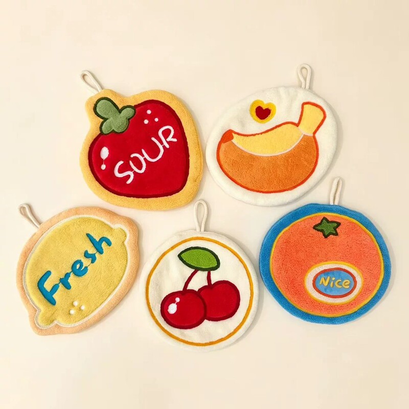 Vibrant Fruit Hand Towel, Hanging Type, Super Absorbent, Quick-Drying, Thick Coral Fleece Kitchen Hand Towel, Customizable Vibrant Fruit Hand Towel, Hanging Type, Super Absorbent, Quick-Drying, Thick Coral Fleece Kitchen Hand Towel, Customizable