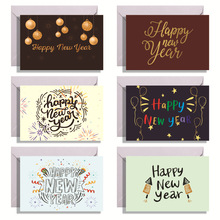亚马逊新品新年快乐贺卡Happy New Year简约商务祝福留言送礼卡片