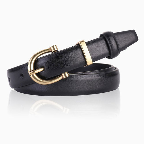 Bestselling Women's Small Belt with Fashion Pin buckle Genuine Leather Slim Waist Belt for Women Versatile Decorative Jeans Belt Black Wholesale