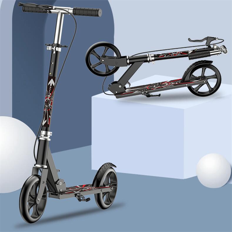 Nuevo scooter infantil resistente, scooter urbano plegable de dos ruedas grandes para jóvenes, con freno de mano para adultos.