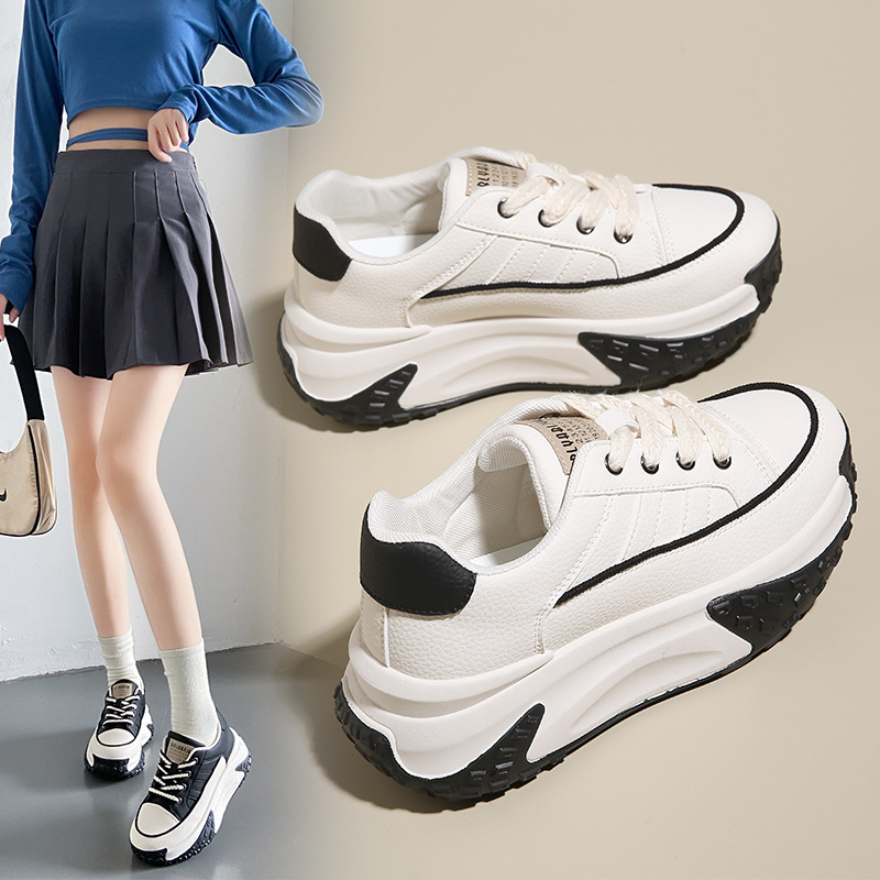 Korean Version of Dad's Shoes for Women in Early Spring 2024, New Student Leisure Street Shooting Shoes for Women, Height Increasing Board Shoes_voghion.com