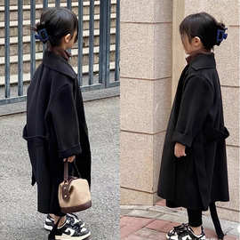 2025年秋冬款新款女童毛呢外套中长款呢子大衣加厚百搭新年大衣潮