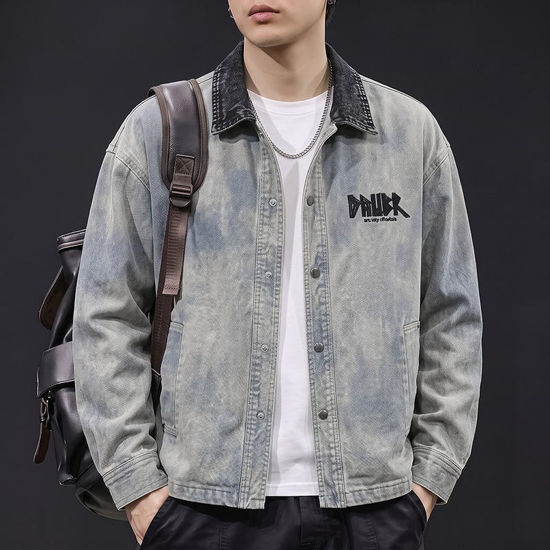 Men's denim jacket with a unique design, niche high street American style top, youth trendy brand, 2026 autumn and winter embroidered coat Men's denim jacket with a unique design, niche high street American style top, youth trendy brand, 2026 autumn and winter embroidered coat