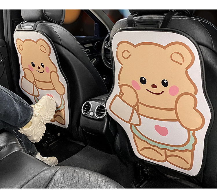 Short Butter Bear Chair Back Anti-kick Pad Children's Rear Seat Protective Pad Anti-dirty Protective Pad for Car Rear Wear