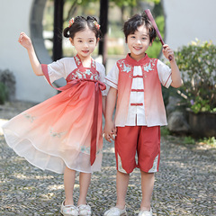 Children's Summer Hanfu Chinese-style Performance Costume for Girls, Exquisite Ancient Costume for Kids, Retro Tang-style Performance Attire for June 1st