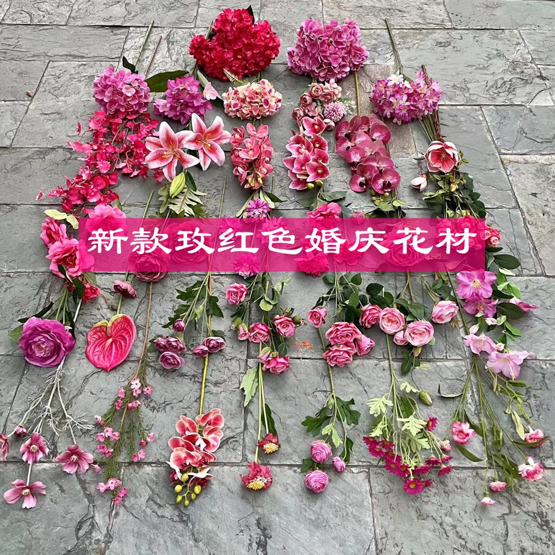 Nueva Rosa Roja Flor de La Boda al por mayor Kenia rosa roja Rosa Salón de Boda Hotel carretera plomo tiro flor falsa
