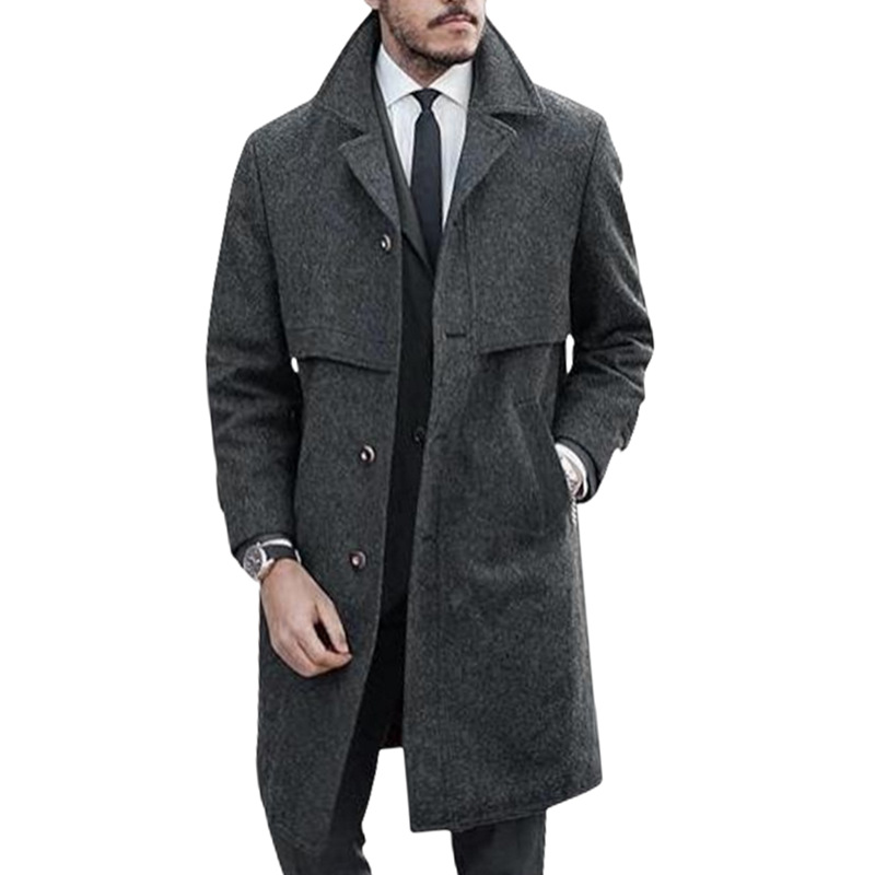 Herrenbekleidung Version Neue Woll Herrenmantel Langer Mantel Hot Order Große Größe Einreiher_voghion.com