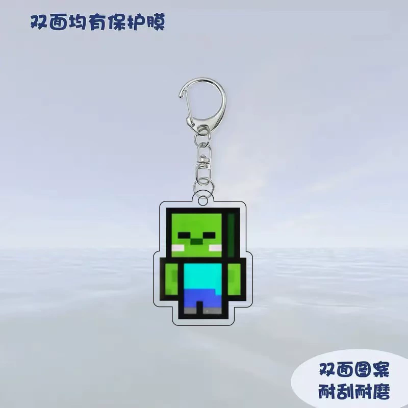 Акриловый брелок (Minecraft) несмертельный тотем и зачарованное золотое яблоко, пиксельный дизайн
