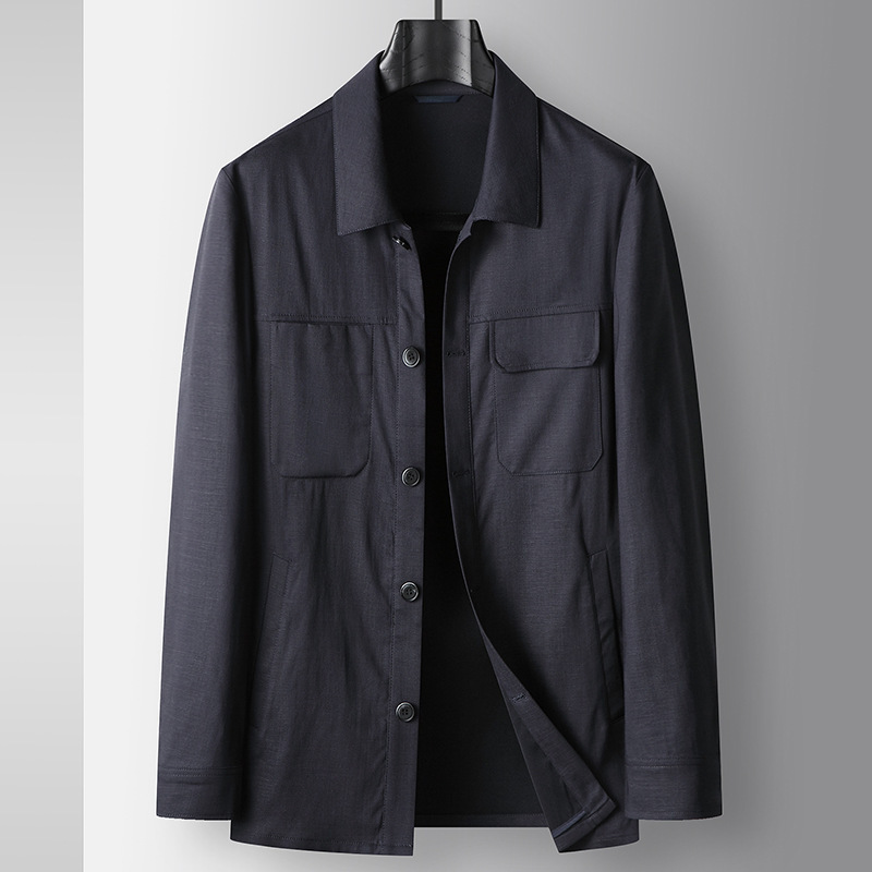 Men's Jacket 2026 Spring/Summer Collection, Turn-Down Collar Shirt-Style Linen Single-Layer Youth Wrinkle-Resistant Non-Iron Business Old Money Coat Men's Jacket 2026 Spring/Summer Collection, Turn-Down Collar Shirt-Style Linen Single-Layer Youth Wrinkle-Resistant Non-Iron Business Old Money Coat