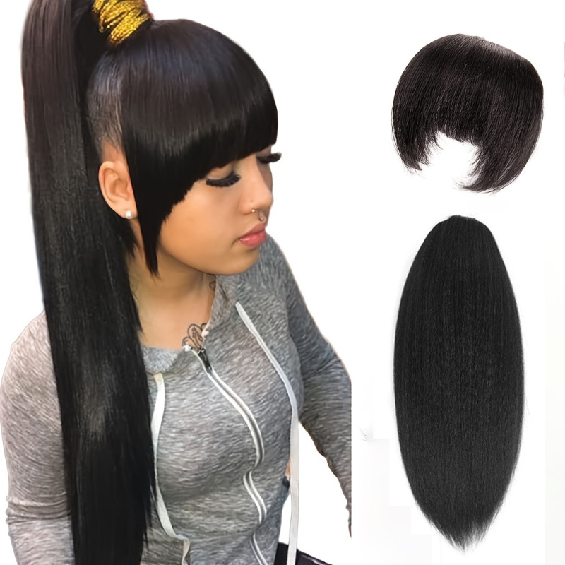 Foreign Trade European and American Women's Hair Extension Drawstring Ponytail Fluffy Wig with Sideburns and Bangs Set