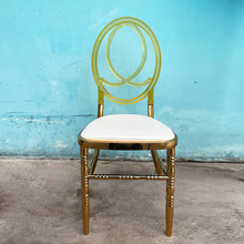 树脂拿破仑椅背金属椅架PC皇冠餐椅透明叶子椅金属电镀金色凤凰椅