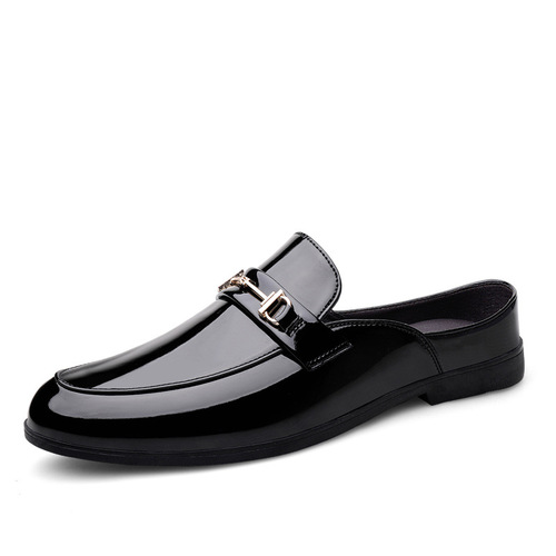 Half-Canvas Leather Shoes Breathable Casual Shoes Men's Slip-On Small Leather Shoes Painted Leisure Leather Shoes Men's Driving Shoes Large Size